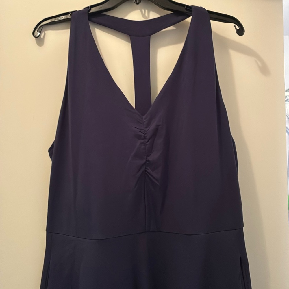 Pact Women's Eclipse Purple Fit & Flare Gathered Halter Dress - Picture 8 of 11